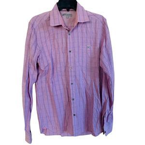 Ted Baker London Mens Long Sleeve Button-Up Shirt Checkered Size 3 Medium